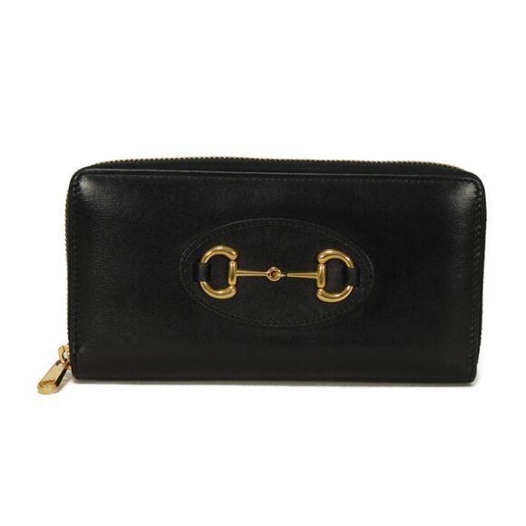 Gucci Horsebit 1955 Zip-Around Wallet in Calfskin, Black, 621889 0YK0G 1000, ...